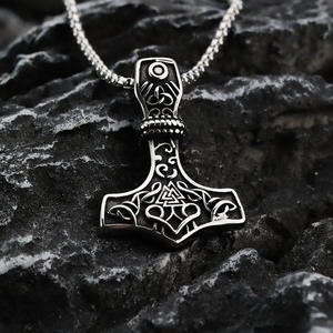 Men's Stainless Steel <b>Thor</b> <b>Hammer</b> Pendant <b>Necklace</b> Geometric Viking Symbol Gift Jewelry Fashion Accessory - Product Image 3