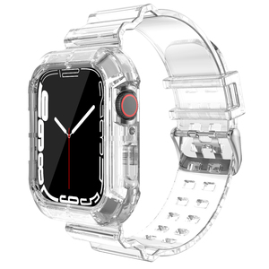 Integriertes Sport Clear Band Gehäuse für Apple Watch Serie 7 45mm transparentes Silikon armband für iwatch 7 <span class=keywords><strong>iwatch7</strong></span> 45mm 41mm Abdeckung - Product Image 1
