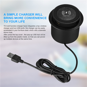 Công Nghệ Mới Bộ Sạc <span class=keywords><strong>USB</strong></span> 2 Trong 1 Máy Tính Để Bàn Đa Năng Sạc Không Dây Nhúng Cho Nội Thất - Product Image 3