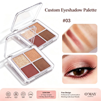 Palette de fards à paupières imperméables 4 couleurs Your Brand, maquillage hautement pigmenté, longue tenue, fini scintillant et mat, vegan, vente en gros