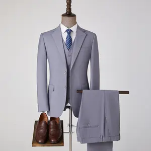 Wholesale Men's Business Formal Wear 3 PC Black Blue Grey Big Size Wedding Groom Men Suits