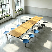 Ensemble de table et chaises pliantes ignifuges pour cantine scolaire au Kazakhstan, 12 chaises et tables de restaurant pour cafétéria