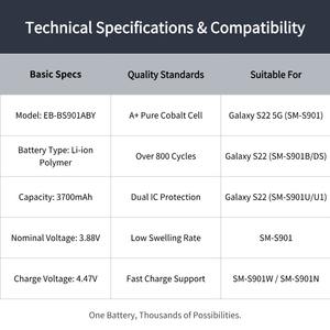 Batterie Premium 3700mAh EB-BS901ABY pour <span class=keywords><strong>Samsung</strong></span> Galaxy S22 5G S901 S901B S901U, batterie de remplacement, prise <span class=keywords><strong>en</strong></span> charge du logo personnalisé - Product Image 3
