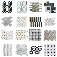 Mosaïque en marbre blanc de Carrare A-diffusion, 300x300mm, 7mm d'épaisseur, rectangulaire, polie, résistante à l'usure, pour murs intérieurs, piscines et salles.