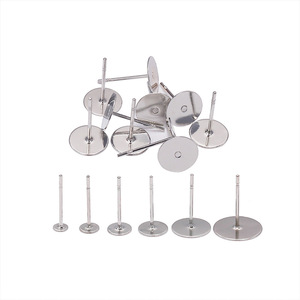 Stainless Steel Ear Post 3-12mm Flat Head Earring Accessories DIY Jewelry Making Supplies Silver Color - Product Image 5