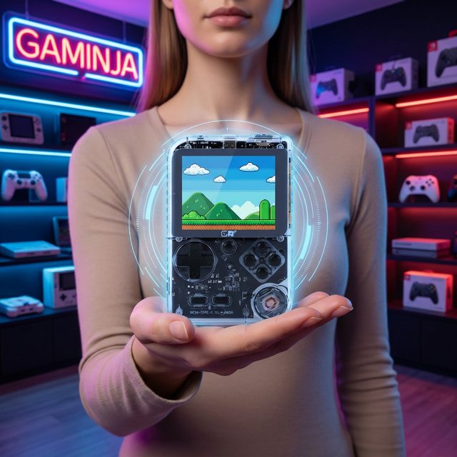 GAMINJA Source Factory Retro Game Console Built-in 8 Bit & 16 Bit 300 License-free Games AV Cable Support OEM/ODM Low MOQ