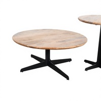 Ensemble de tables basses modernes en bois de manguier léger et métal, base en métal, meubles de salon minimalistes faits à la main