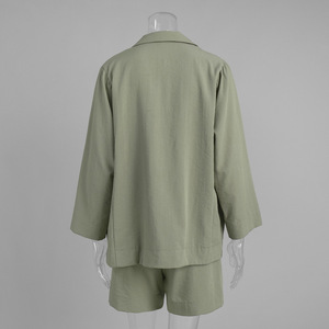 Ensemble chemise et short pour femmes sur mesure OEM, été 2026 |   Ensemble coordonné à col cranté et manches 3/4 pour un <span class=keywords><strong>look</strong></span> décontracté et chic, ensemble 2 pièces pour fille - Product Image 3