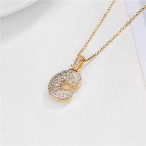Charme De Mode Fabrication De Bijoux <span class=keywords><strong>Arabe</strong></span> Initiale Or Diamant Plaqué 18k m 26 Lettres <span class=keywords><strong>Alphabet</strong></span> Bulles Pendentif Charmes Collier - Product Image 5