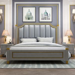 Lit double de luxe en cuir pour fille, style nordique simple, collection de meubles de chambre à coucher, best-seller - Product Image 5