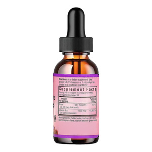 Gotas de Vitamina B12 Líquida y Ácido Fólico con Sabor Natural a Frambuesa, Suplemento Dietético, 1 Onza Líquida, Personalizable OEM - Product Image 2