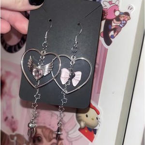Boucles d'oreilles pendantes en forme de cœur Renxing Jewelry, en alliage plaqué, boucles d'oreilles tendance pour femmes, style 1, style 2 ES179 - Product Image 1