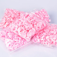 Anneaux de colle pour cils roses jetables de haute qualité, 100 pièces/paquet, prix d'usine, vente en gros, support et outils à cils en plastique moins chers