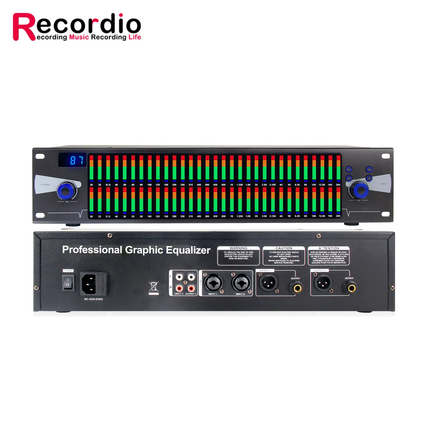 GAX-EQ888 Dual-Channel Professional Digital Crossover 31-Band System Sound Equalizer Audio Graphic Equalizer For Stage Concert