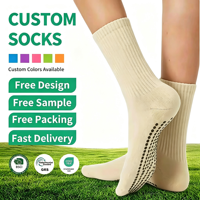 Chaussettes de Pilates d'hiver antidérapantes, absorbantes et respirantes avec revers, pour entraînements, personnalisables avec logo, pour le sport