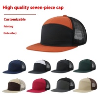 Gorra plana con logotipo bordado de camión Richardson, malla de terciopelo de siete piezas, ala curva, gorra de béisbol étnica de moda para exteriores, punto de hoja