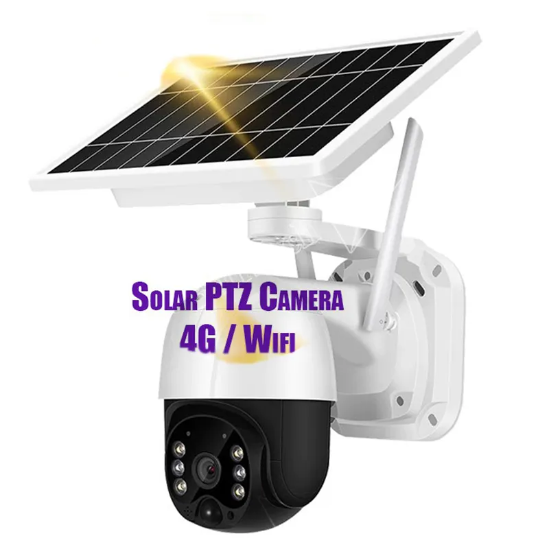 24/7 sicurezza ad energia solare 4G/WIFI 128GB luce di inondazione LED PTZ telecamera domestica visione notturna intelligente esterna 3MP batteria solare 4G fotocamera
