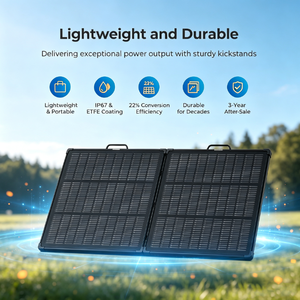 Panneau solaire monocristallin pliable 100W, cadre en aluminium, type N, 18BB, efficacité 25%, multi-connecteurs 4-en-1, étanche IP65, noir - Product Image 6