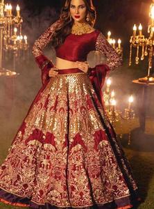 Lehenga choli อะซิเตทสำหรับผู้หญิงที่มีการเย็บปัก zardozi สำหรับงานแต่งงาน-2019 - Product Image 2