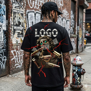 T-Shirt da Uomo di Alta Qualità con LOGO Personalizzato, Stampa DTG e Trasferimento Termico, Streetwear 100% Cotone a Manica Corta - Product Image 1