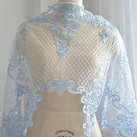 Bordure en dentelle brodée de sequins, accessoire haut de gamme pour robes de mariée, voiles et projets DIY, dentelle à bordure large