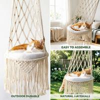 Nouveau Nid de Balançoire Extérieur Moderne pour Chat, Panier Suspendu pour Petits Animaux, Hamac en Corde de Coton Tressée, Sac en Maille, Lit Balançoire Macramé