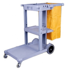 Chariot en plastique de nettoyage de concierge avec <span class=keywords><strong>4</strong></span> <span class=keywords><strong>roues</strong></span> pour le marché d'hôpital d'hôtel - Product Image 2