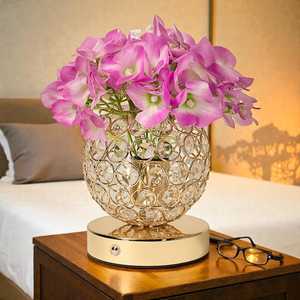 Lampe de <span class=keywords><strong>table</strong></span> rechargeable à LED en forme de fleur artificielle, cristal, pour cuisine, chambre, bureau, décoration intérieure, Hortensia rose en pot - Product Image 3
