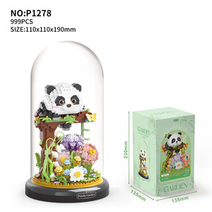 Juegos de bloques de construcción de plástico para niños hechos a mano, bricolaje, cubierta antipolvo, flores para Mascotas, Animales, decoraciones de Panda, juguetes para niños - Product Image 5