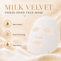 Masque en velours de lait lyophilisé activé par l'eau, hydratation intense, masque éclaircissant, acide hyaluronique, centella, nid d'oiseau, peptide de soja