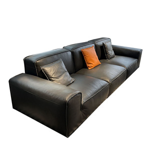 Mobili moderni divano componibile in pelle nera di vacchetta italiana set <span class=keywords><strong>casa</strong></span> di lusso e <span class=keywords><strong>casa</strong></span> divano a 3 posti divani da soggiorno - Product Image 1