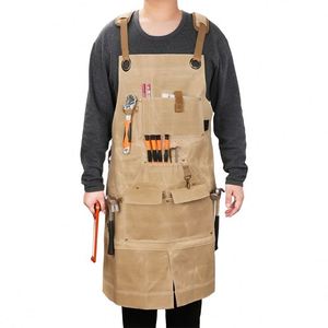 Free Sample Cross Multip Pocket Adjustable <b>Apron</b> Unisex Canvas Heavy Duty <b>Waterproof</b> Tool Work <b>Apron</b> - Product Image 1