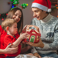 Boîtes à friandises en forme de maison de pain d'épices de Noël Huancai avec poignées, en papier kraft recyclé, boîte cadeau, boîte à biscuits