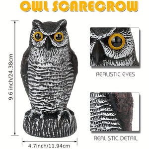 Leurre de hibou courbé en plastique pour corps entier Reproduction réaliste leurre de chasse Hawk ou ornement de jardin Repelle