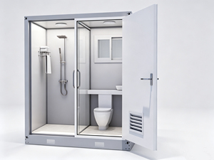 Bagno Prefabbricato Modulare con Pannelli Sandwich, Cabina Doccia Separata e WC, Facile Installazione, Durevole ed Ecologico per Uso Temporaneo - Product Image 1