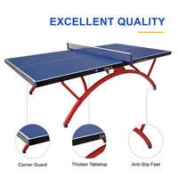 Table de tennis de table professionnelle d'extérieur imperméable avec filet et poteaux à serrage rapide, table de ping-pong
