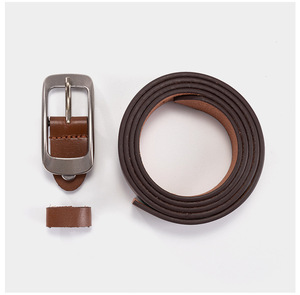 Cinturón de Cuero Genuino Personalizado, Hebilla Rectangular Plateada de Color Sólido, Cinturón Casual para Hombre, Fabricación OEM ODM - Product Image 2