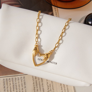 Collar de Acero Inoxidable con Colgante de Corazón de la Amistad, Joyería Temática, Diseño Geométrico, Origen Yiwu - Product Image 4