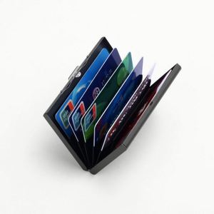 กระเป๋าใส่บัตรเครดิต RFID ป้องกันการโจรกรรมข้อมูล สำหรับผู้ชาย ดีไซน์บางเฉียบ วัสดุสแตนเลส สำหรับใส่บัตรธุรกิจและบัตรประชาชน มีช่องใส่บัตร 6 ช่อง ขายดี - Product Image 1