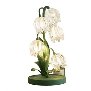 Lámpara de Mesa Moderna de Cristal con 5 Flores de Lirio, 3 Modos de Color, Bombillas LED USB de 5V, Base G4, Decoración para Mesa de Noche, Dormitorio, Sala de Estar - Product Image 1