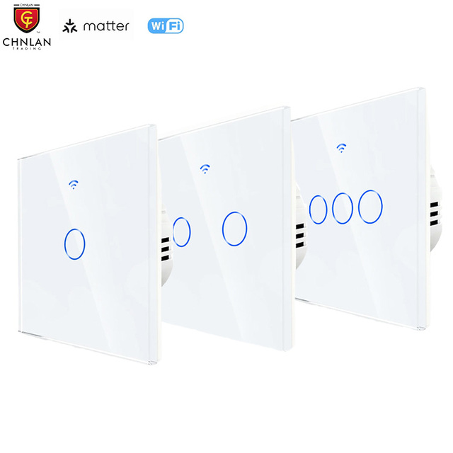 Matter Switch Ewelink APP 1/2/3 Gang Alexa Google Home Voice Remote Control Wifi Waterproof Glass Touch Panel for Smart Home