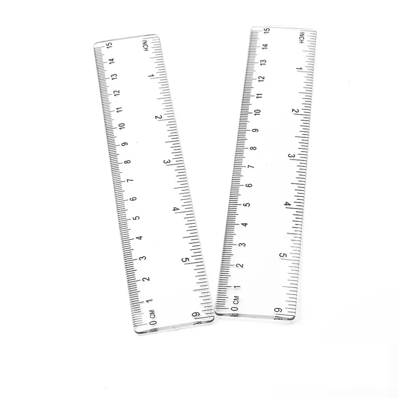 Пластиковая линейка с логотипом OEM, 15 см, Высококачественная пластиковая линейка с метрическими и дюймовыми шкалами