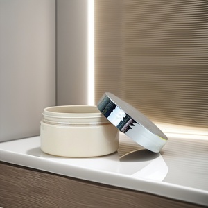 Beige <b>Plastic</b> PET <b>Jar</b> with Silver Screw Lid 200ml/250ml Body Scrub Cream Container Cosmetic Use Face Cream 300ml Capacity <b>Jar</b> - Product Image 1