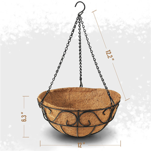 Cesta colgante 50 cestas 16 "Uk Grid Cane Cone Coco Rope Woven Liner White <span class=keywords><strong>Ratan</strong></span> Chainhome Garden Metal Hanging Maceta Cesta - Product Image 6