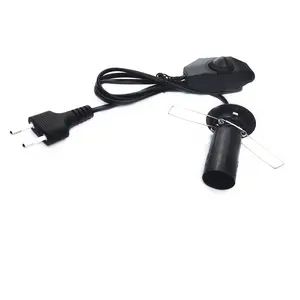 Cable de color negro 250V 2.5A con interruptor de atenuación y portalámparas E12 con enchufe negro de EE. UU. A prueba de agua