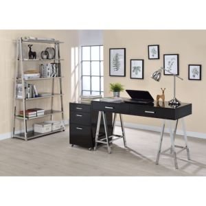 DB High Gloss Black and Chrome Escritorio de 2 cajones Muebles de oficina con estilo - Product Image 6