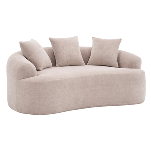 Warm Beige Convertible Corner Curved Loveseat Set Compressed No Assembly Chenille <b>Small</b> <b>Sofa</b> with Memory Foam - Product Image 6