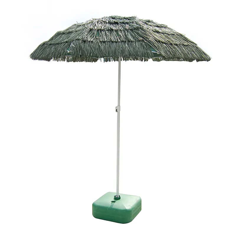 Guarda-chuva grande à prova de vento, pequeno prazo de chumbo personalizado promocional para teto de grama de plástico pátio colorido rafia praia