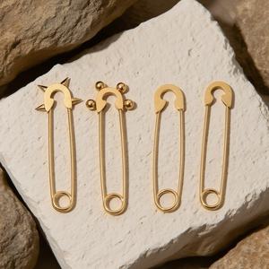 Broche DE SEGURIDAD Pave | Pin decorativo de acero inoxidable chapado en oro PVD de 18K para joyería DIY, estilo de broche y cinchado de cintura - Product Image 2