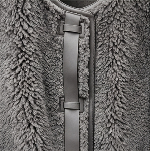 <span class=keywords><strong>Manteau</strong></span> court en laine Teddy pour <span class=keywords><strong>femme</strong></span>, <span class=keywords><strong>blanc</strong></span> crème, col rond, garniture en strass, boutons dorés en relief, vêtement d'extérieur ample pour l'hiver - Product Image 4